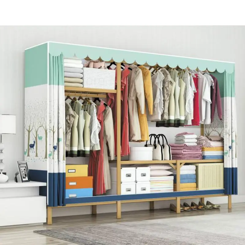 

Wardrobe simple cloth wardrobe folding free installation steel pipe bold reinforcement all steel frame fabric storage cabinet