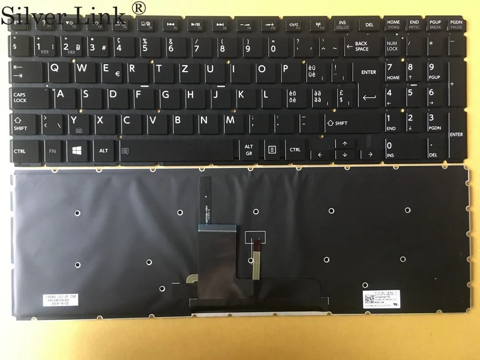 Swiss Keyboard black Backlight Keyboard For Toshiba Satellite L50 B L55