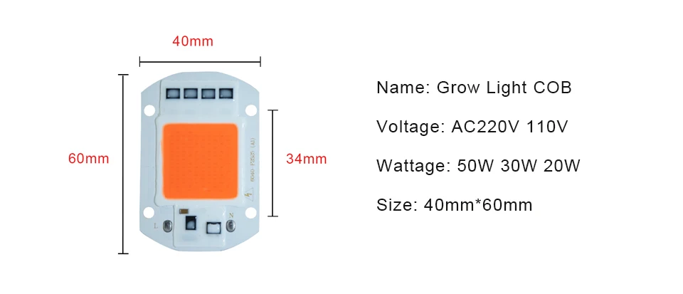 Светодиодные лампы для выращивания Vacamm COB Чип полного спектра переменного тока 220 в 110 В 20 Вт 30 Вт 50 Вт своими руками лампы для цветов