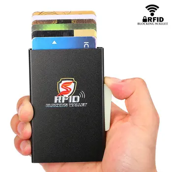 

BYCOBECY New Aluminum Card Holder Back Pocket Smart Wallet RFID Blocking Slim Metal Wallet 2020 Automatic Credit Card Coin Purse