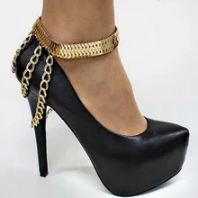 New Gold Bold Anklet Bracelet Shoes Chain Foot Jewelry Draped Layered Heel Anklets for Women