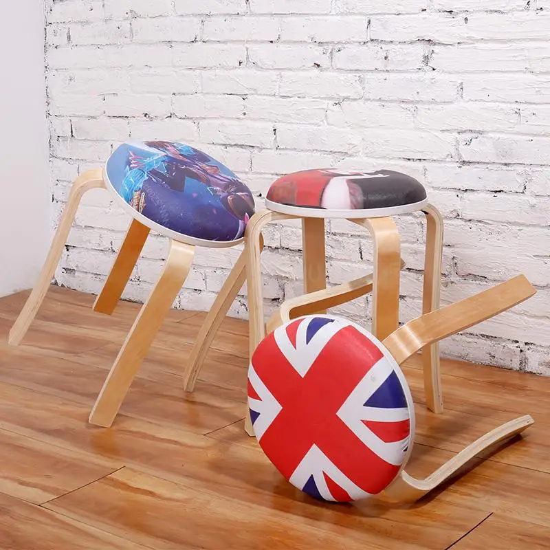 Стул из цельного дерева модный креативный Маленький стул для гостиной домашний
