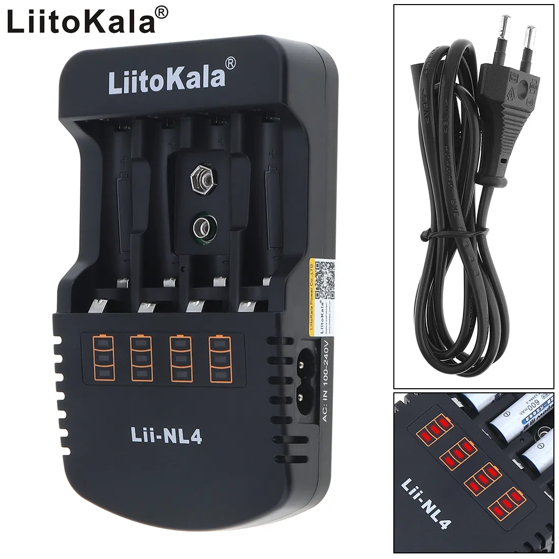 Achat Liitokala Lii NL 4 Slots Rechargeable Batterie Chargeur avec Indicateur LED pour 1.2 V AA AAA 9 V Ni MH NiMH Batterie