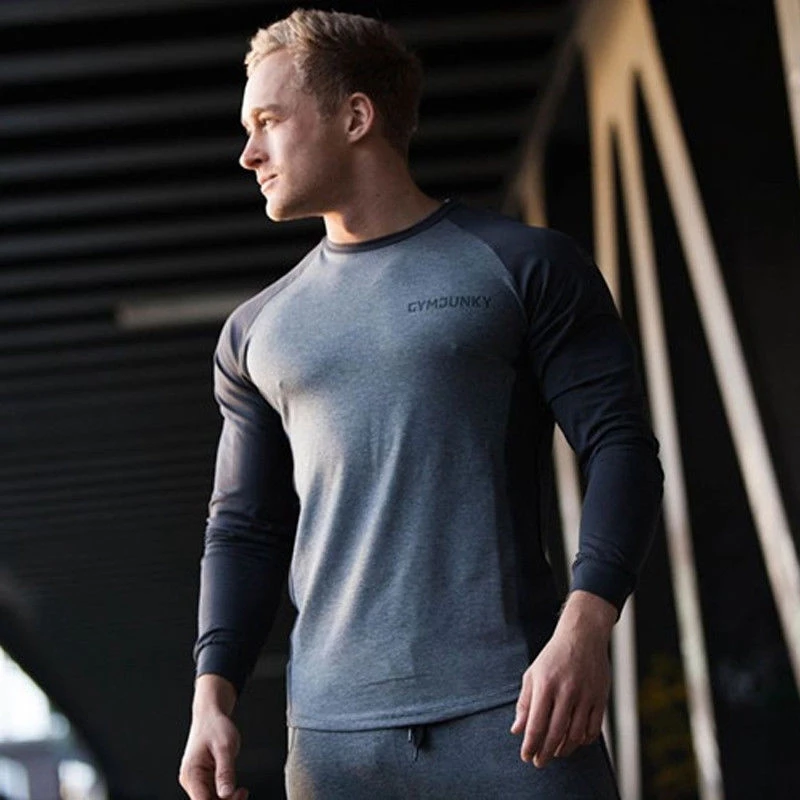 Спортивная Мужская футболка для бодибилдинга, спортивные футболки для тренировок - Цвет: Серый