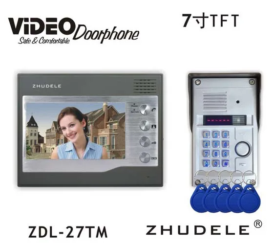 Видеодомофон ZHUDELE устройство для разблокировки входной двери HD 1 монитор 7 дюймов