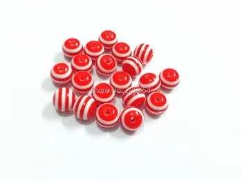 

(Choose Size First) 12mm/16mm Red Resin Stripe Beads For Fashion Necklace & Bracelet Making