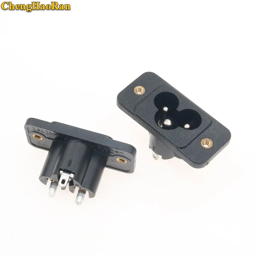 ChengHaoRan 2 шт. IEC 320 C6 AC Розетка 3 pin AC 2.5A 250V Напряжение разъем питания