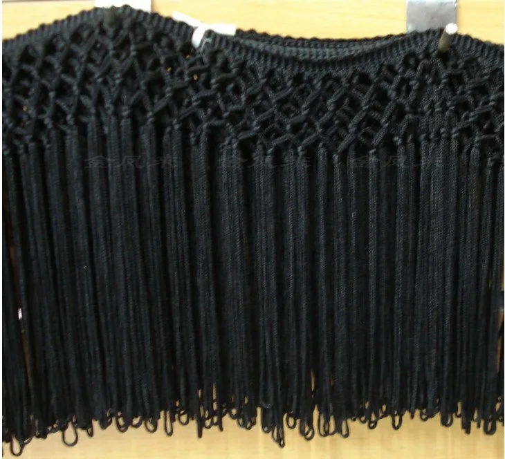 15CM Long Black Rayon Handmade Classical Net Tassel Fringe African Lace