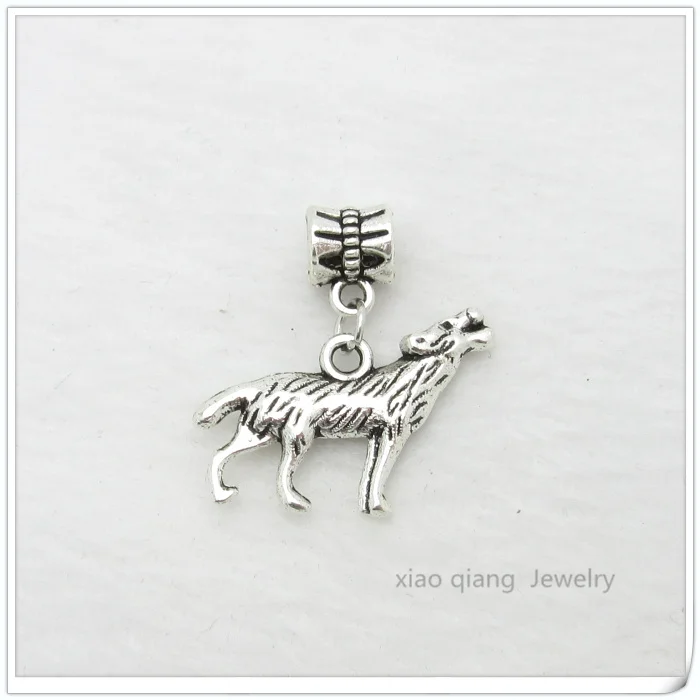 

Free shipping! 25pcs Wolf Tibetan silver Bead Charm big hole pendant fit Pandora jewelry charm bracelet DIY pendant. X096