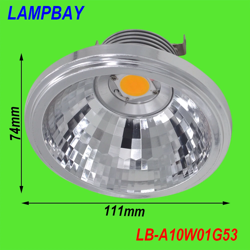 (4 шт. в упаковке), Бесплатная доставка затемнения светодиодный AR111 лампы мощностью 10 Вт COB G53 отражателя с трансформатором заменить на 100 W