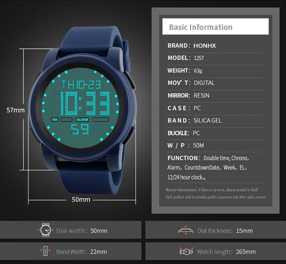 HONHX, мужские часы, модный светодиодный, водонепроницаемые, кварцевые, военные, Роскошные, спортивные часы с датой, мужские электронные часы, цифровые часы
