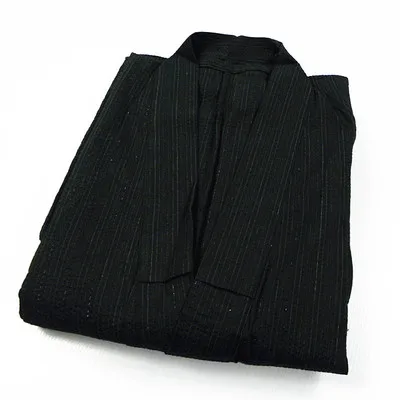 Халат для мужчин, кимоно, халат для сна, мужская длинная ночная рубашка - Цвет: Black