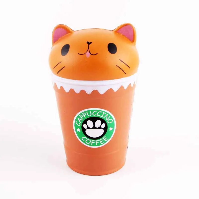 Мягкий антистресс Kawaii Squishies медленный рост Jumbo ароматизированный капучино кофейная чашка кошка забавные игрушки для детей мальчиков и девочек