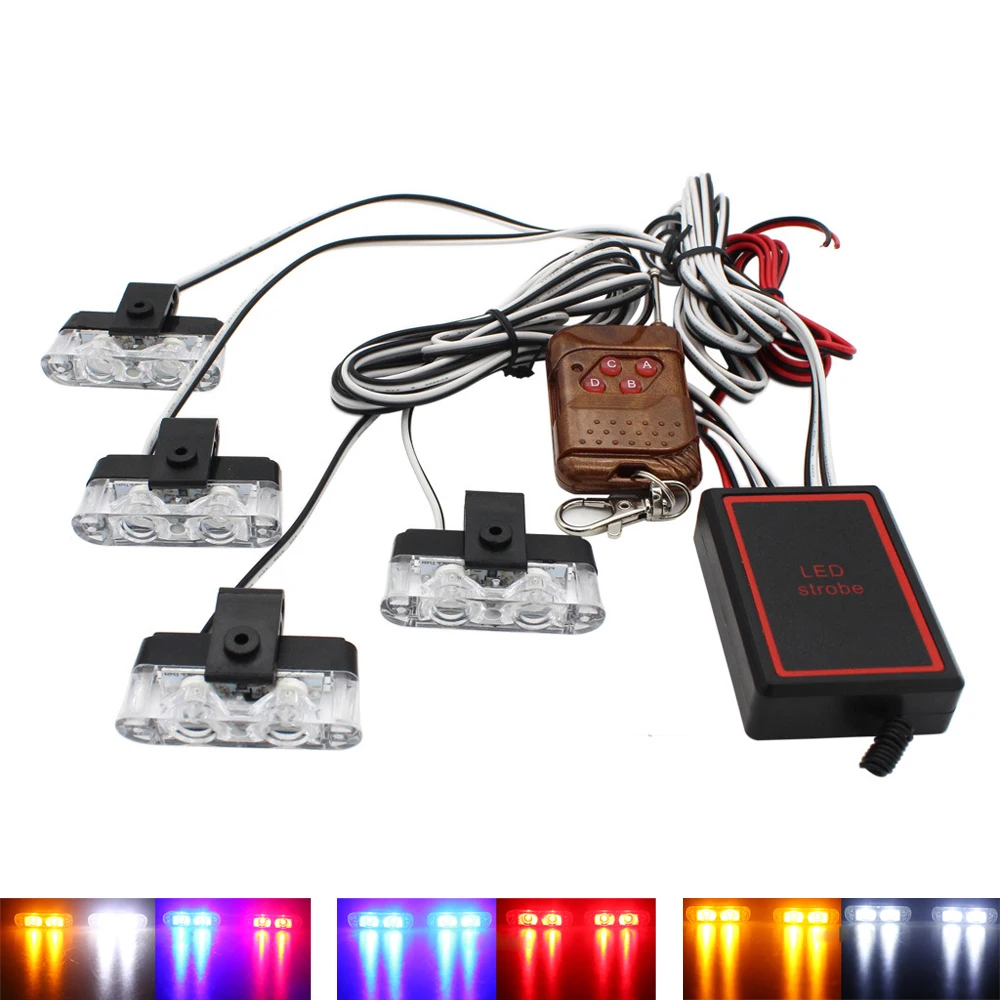 4X2 LEDs 8W Car LED Wireless Remote Warning light Truck Ambulance