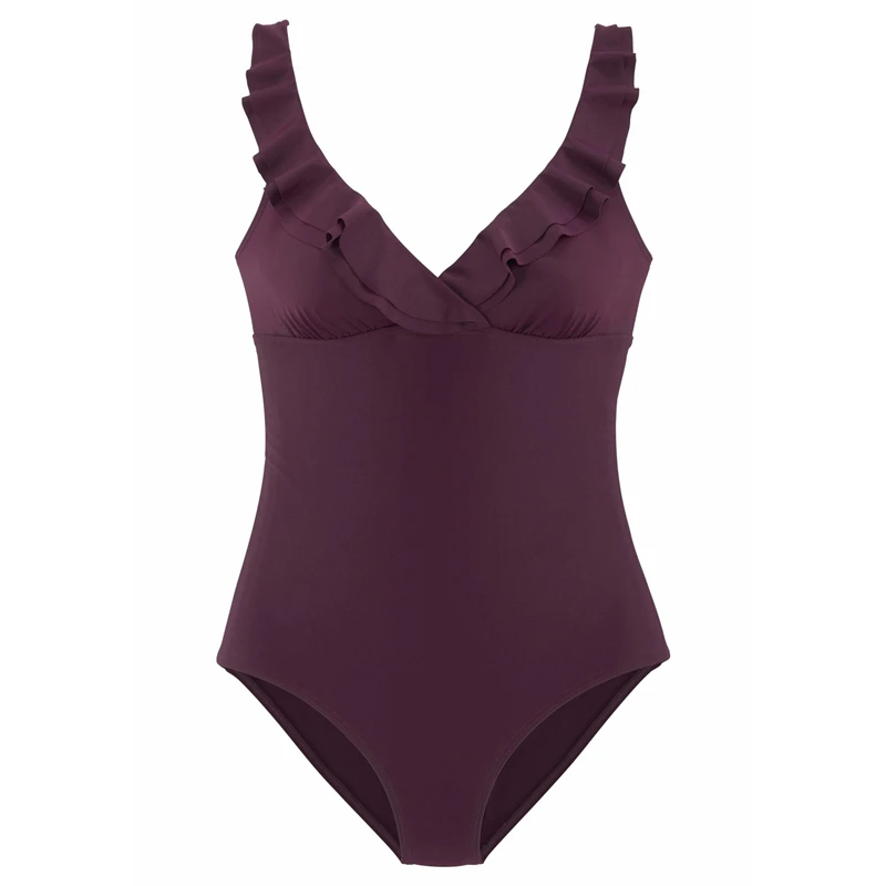 Solid Color Ruffled One-piece Swimsuit Mother Swimwear Tank Suit  Women 2019 Summer Beachwear Push Up Bather Suit Tankini Swimsuit  6