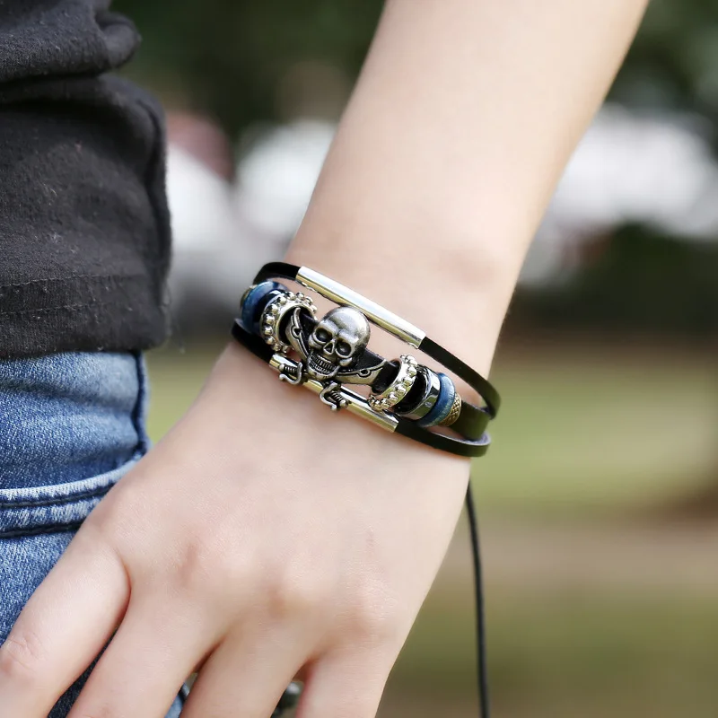 Мужской многослойный браслет ручной работы из коровьей кожи|fashion men bracelet|men braceletmen