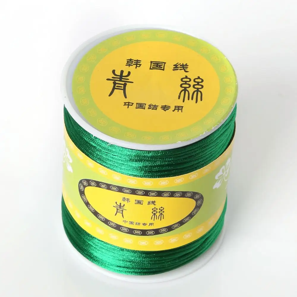1,5 мм 70 м/рулон смешанный нейлоновый атласный корейский Завязывающийся шелковистый шнур макраме Плетенный бисером браслет нить рукоделие ткачество ремесла - Цвет: Grass green
