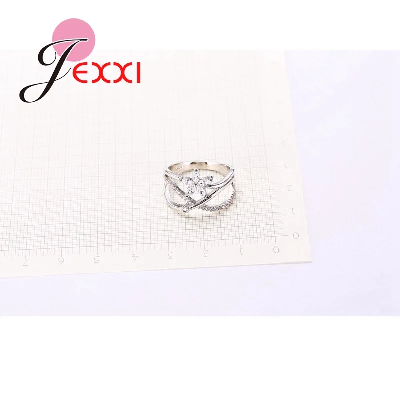 PATICO Trendy Women 925 Sterling Silver Cubic Zirconia Crystal Rings Fashion Wedding Bands Jewelry Engagement Rings