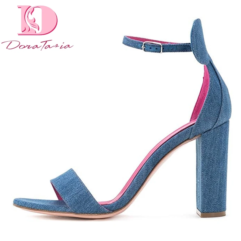 

Doratasia New Big Size 45 Brand Design Denim Party Wedding Women Shoes Woman Sexy High Heels Women Summer ankle-strap Sandals