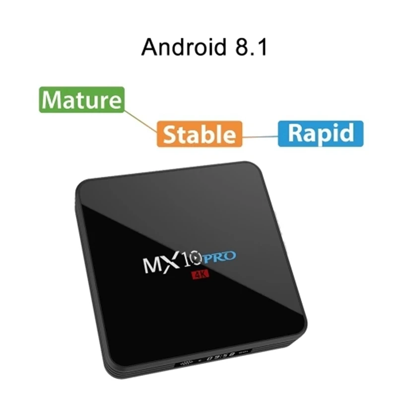 Mx10 Pro Android 8.1 Tv Box 4Gb / 32Gb Rk3328 / 4K / Vp9 / H.265 / Hdr10 / Usb3.0 / Bluetooth 4.1 / Dlna / Miracast / Airplay