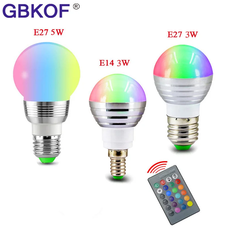 E27 светодиодный 16 Цвет RGB Волшебная светодиодная лампочка 5/10/15 Вт 85-265V RGB светодиодный лампа Spotlight+ ИК-пульт дистанционного управления Управление светодиодный лампы для дома