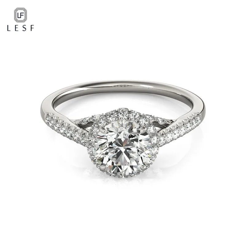 

LESF Trendy Real 925 Sterling Silver Wedding 1 Carat SONA CZ Diamant Engagement Rings For Women Fine Jewelry Ring Silver