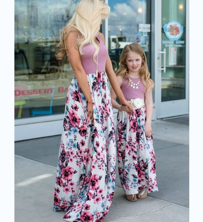 Модные женские платья Emmababy для мамы и дочки летние девочек комплекты