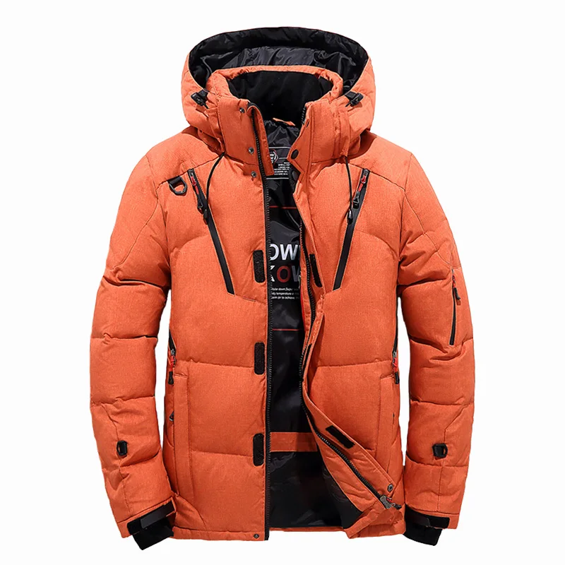 

2019 Down Jacket Men Thicken Hoodies Hooded Long Sleeve Blue Down Zipper Pocket Coat Warm Feather Winter Men Down Jacket