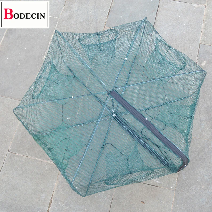 6 Holes Fishing Net Folded Network Automatic Shrimp Fish Trap Minnow Crab Baits Mesh Nylone Casting Crayfish Catcher Nets Cast (1)