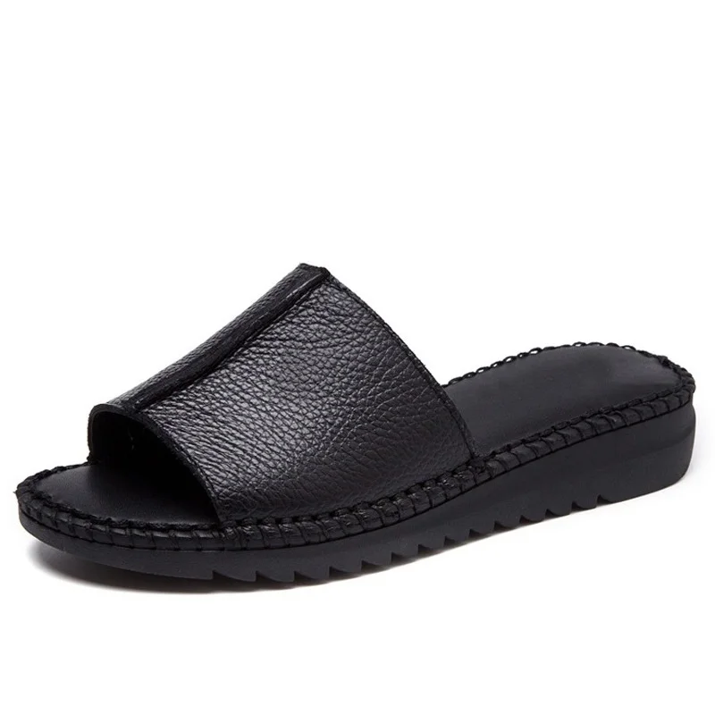 DRKANOL-Handmade-Sewing-Genuine-Leather-Summer-Women-Slippers-Open-Toe-Sandals-Woman-Shoes-Flat-Slippers-Beach