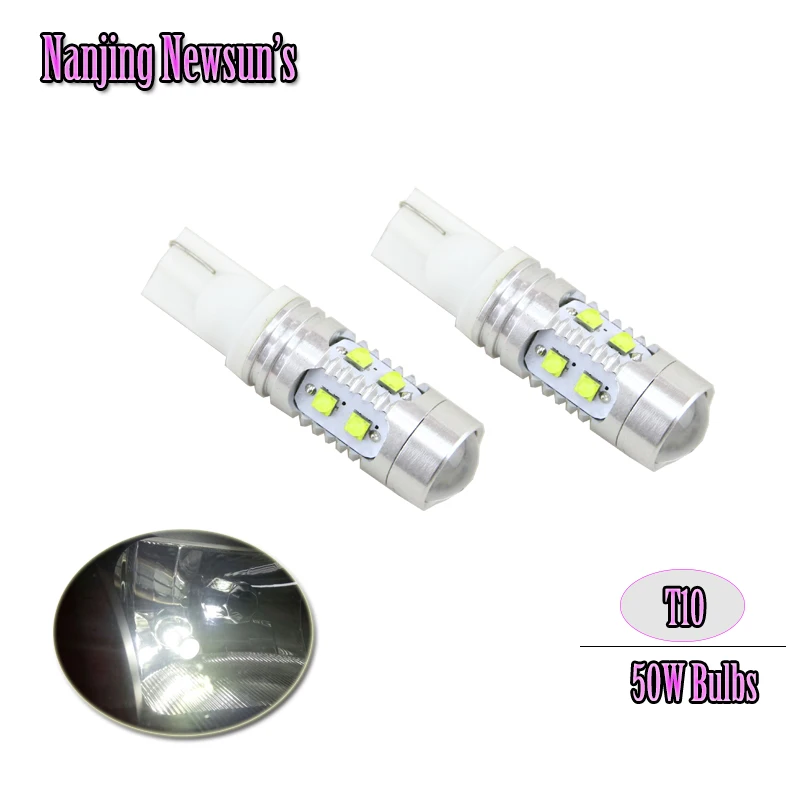 

2PCs/Lot T10 194 168 W5W 50W Led Light Replacement Halogen Bulbs For Auto Parking Dome License Plate White Bulbs W/ Projector