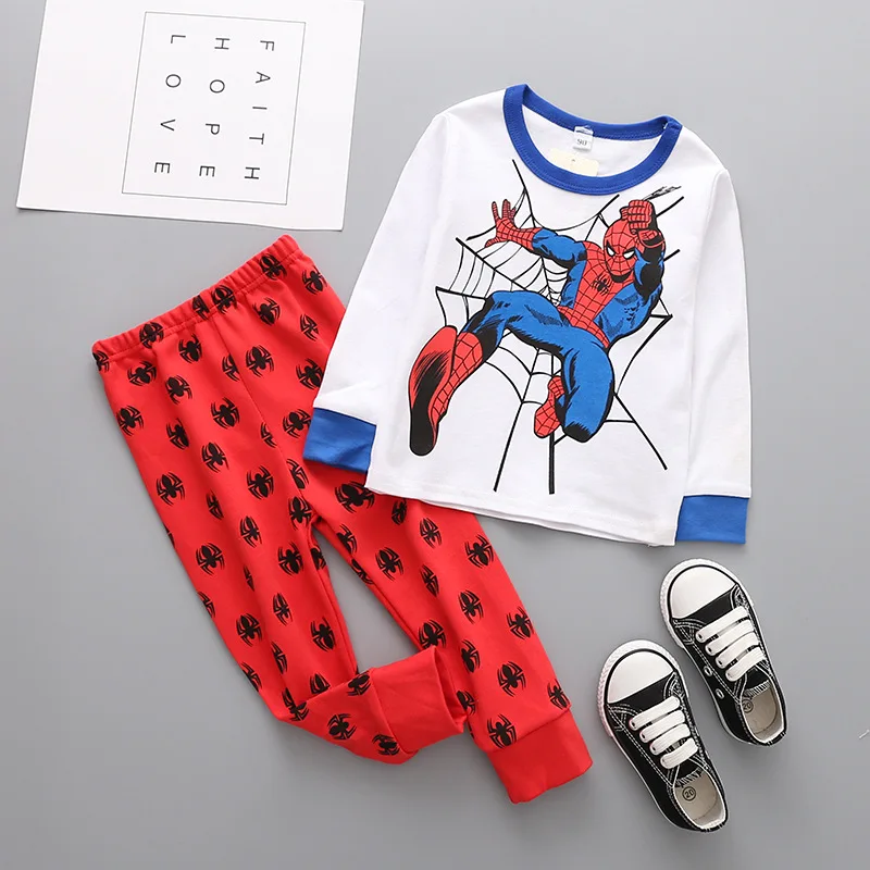 Детская мультяшная Пижама, комплекты одежды, Повседневная Блузка с длинными рукавами для девочек+ штаны, комплект из двух предметов, комплекты детской одежды для сна для мальчиков(От 2 до 7 лет