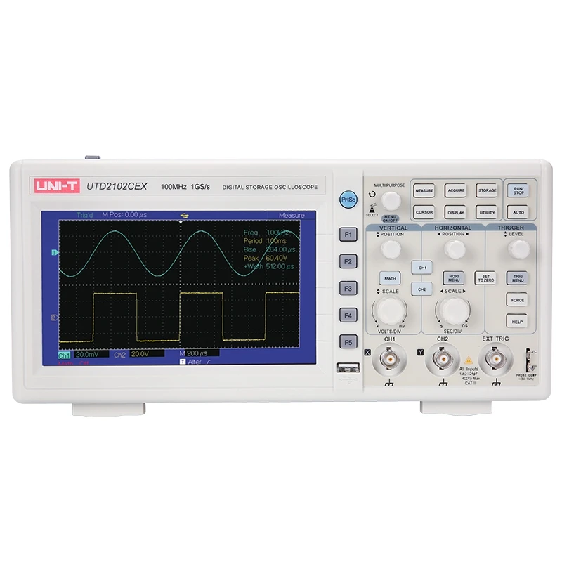 UNI T UTD2102CEX Digital Storage Oscilloscope 100MHZ 2CH 1GS/s USB OTG Multilingual Scopemeter PC Software 7'' TFT Lcd ETL PASS UNI T UTD2102CEX Digital Storage Oscilloscope 100MHZ 2CH 1GS/s USB OTG Multilingual Scopemeter PC Software 7'' TFT Lcd ETL PASS