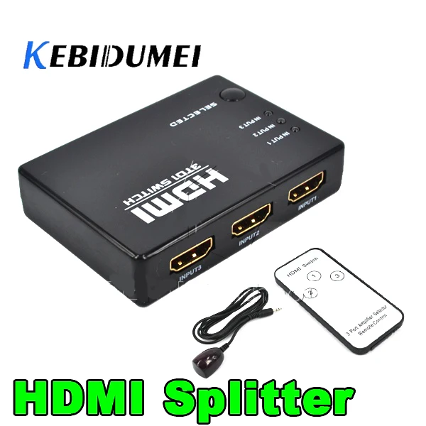 

kebidumei HDMI True Matrix 3/5 Port HDMI Switch Switcher HDMI Splitter Hub Box for PS3 Xbox 360 HDTV DVD with IR Wireless Remote