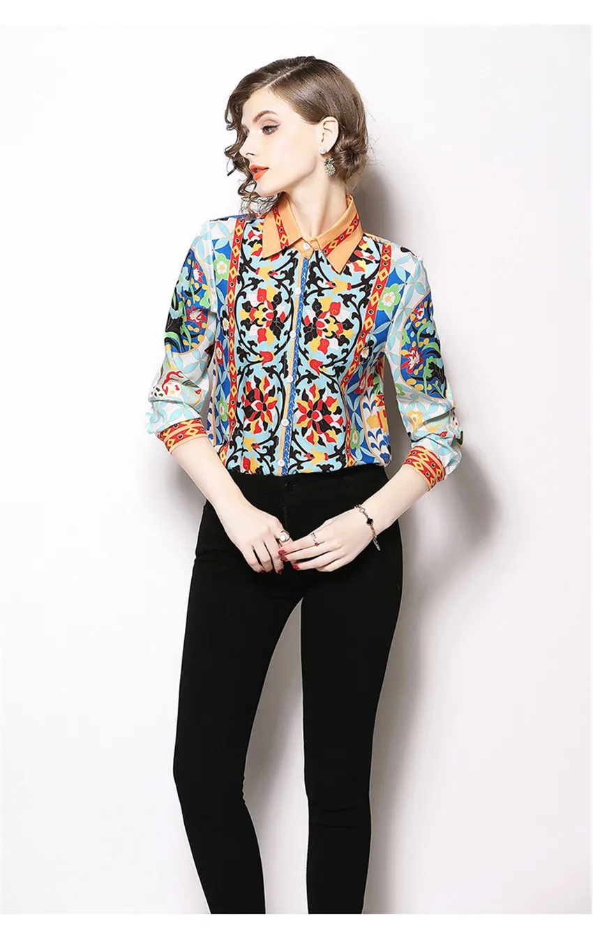 Дизайнерские Подиумные Топы женские высококачественные Модные осенние блузки женские элегантные рубашки с длинным рукавом Женские офисные рубашки