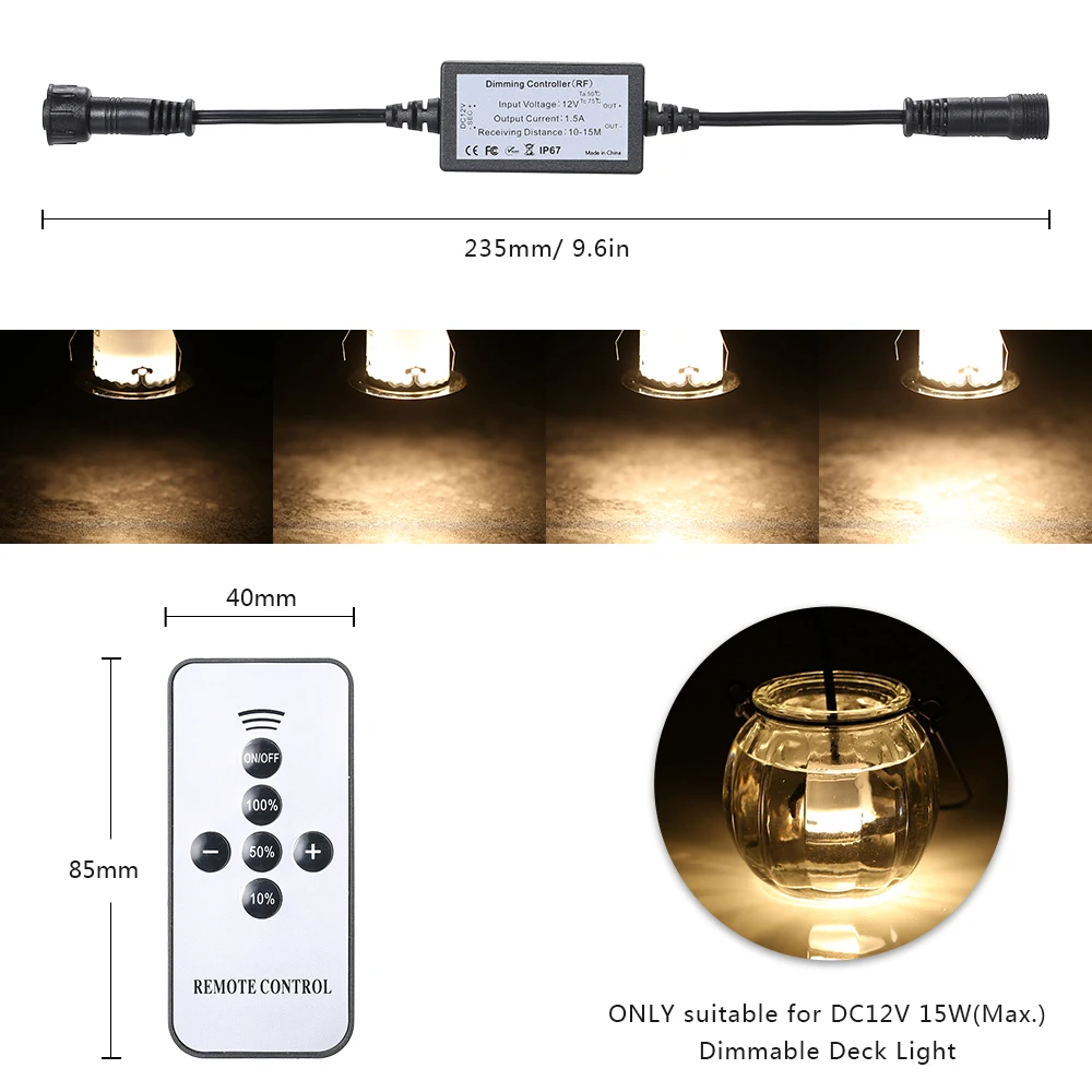 Tomshine DC12V 15 Вт Диммер модулятор комплект с пультом дистанционного управления Лер IP67 водонепроницаемый портативный светильник с регулируемой яркостью