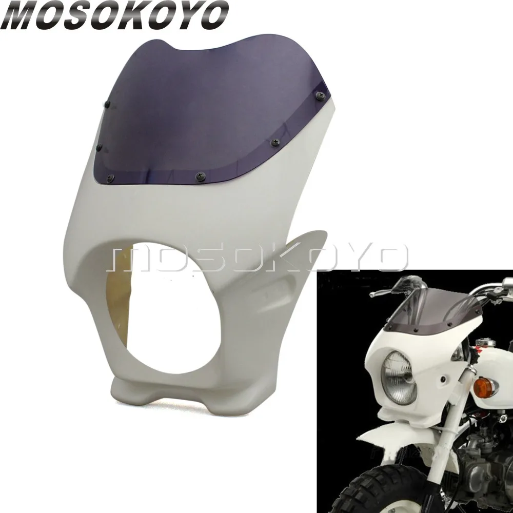 Fiberglass Motorcycle 6" Headlight Fairing Street Bike Front Light Cowl Mask For Honda Yamaha