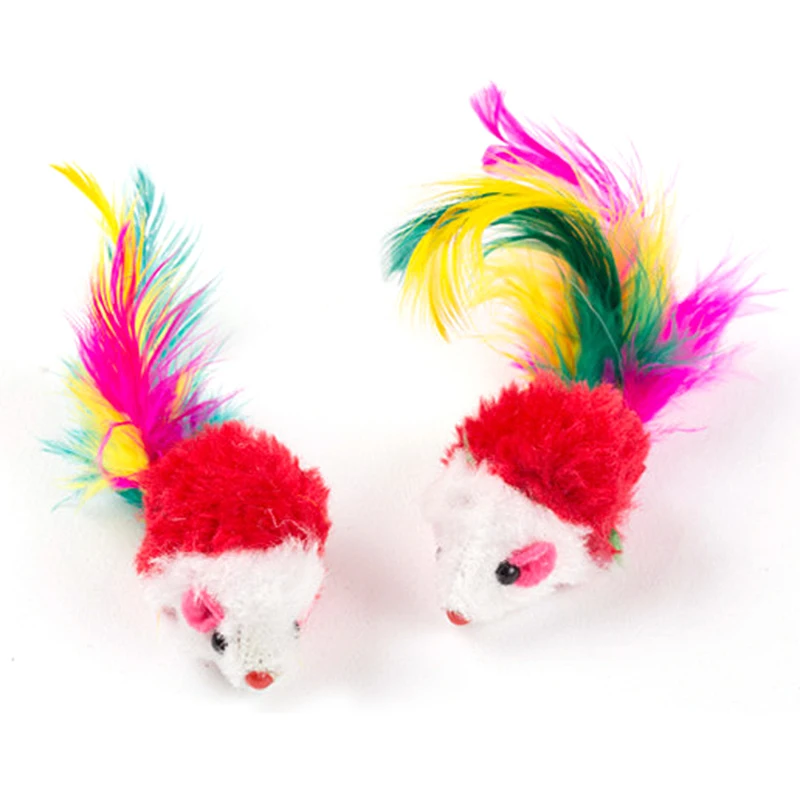 YVYOO 10Pcs/lot Soft Fleece False Mouse Cat Toys Colorful Feather Funny Playing Toys For Cats Kitten D12 YVYOO 10Pcs/lot Soft Fleece False Mouse Cat Toys Colorful Feather Funny Playing Toys For Cats Kitten D12