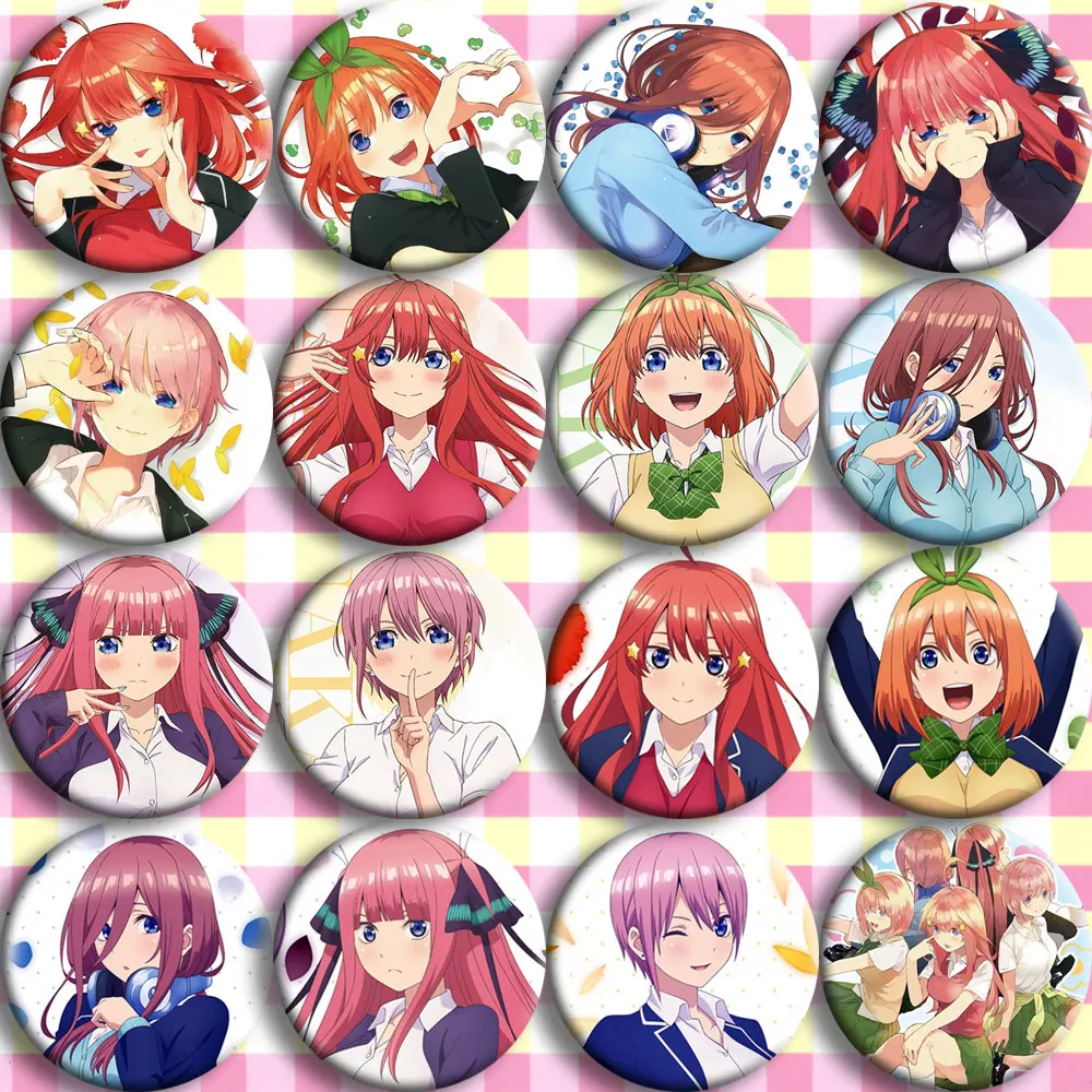 

ZXFJXR 58MM The Quintessential Quintuplets Ichika Nino Five Sister Badges Brooch Pins