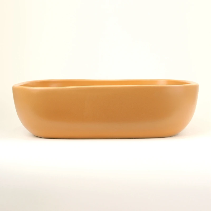 20 بوصة الأصفر البني الحمام مستطيل السيراميك سفينة بالوعة الغرور أداة تصريف منبثقة الفن حوض