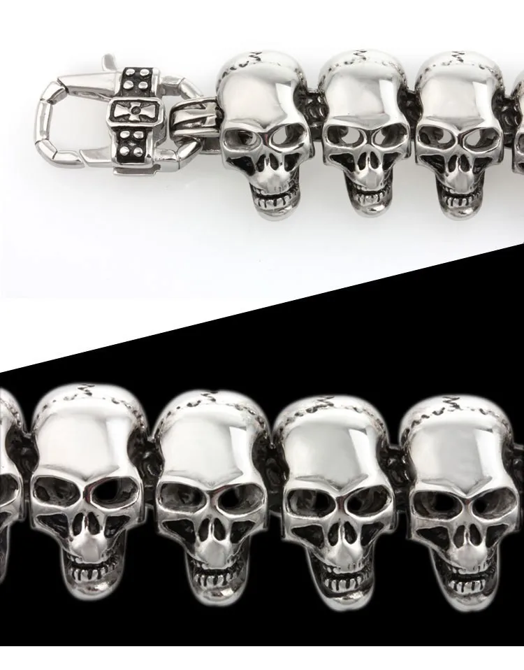Bangle Wristwatch Sales Promotion Punk Rock Charm Bracelet Stainless Steel Skull Skeleton Men's Bracelets &amp Bangles | Украшения и