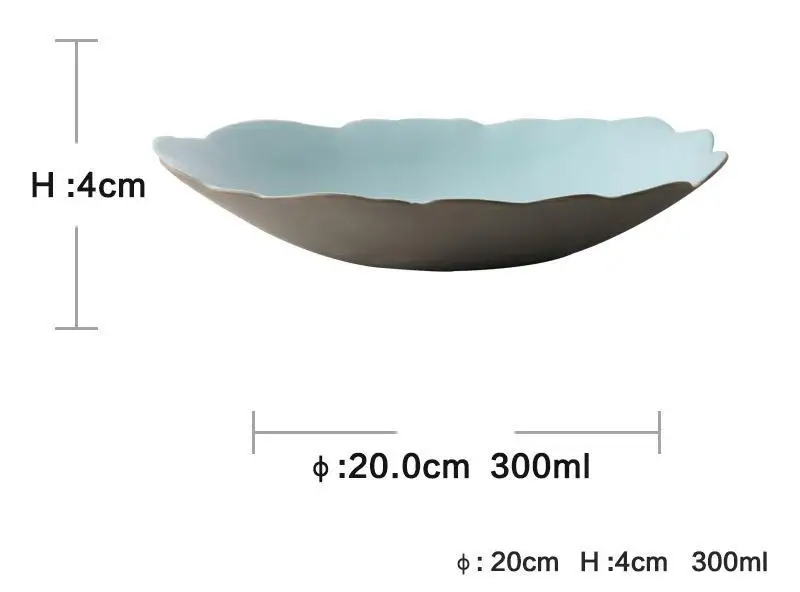 Наборы керамической посуды, тарелка для еды, миска для риса, неправильные тарелки большого размера, зеленая фарфоровая тарелка для стейка, эко-друг - Цвет: 200mm