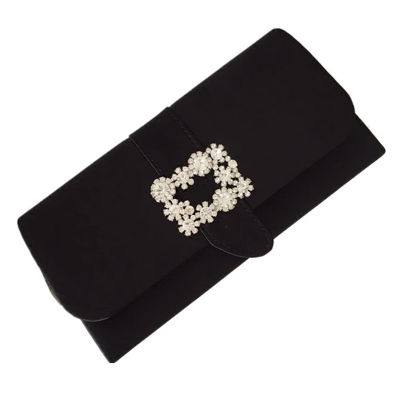 

Square buckle diamond dinner clutch 2019 new fashion satin banquet bag red shoulder slung wedding handbag