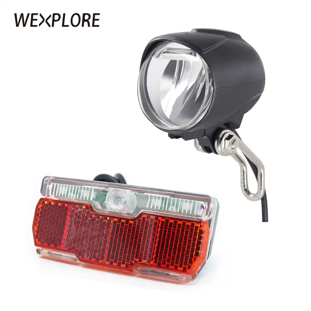 JS Ebike Light 36V 48V Bike Horn LED Front Head Lights with Horn and