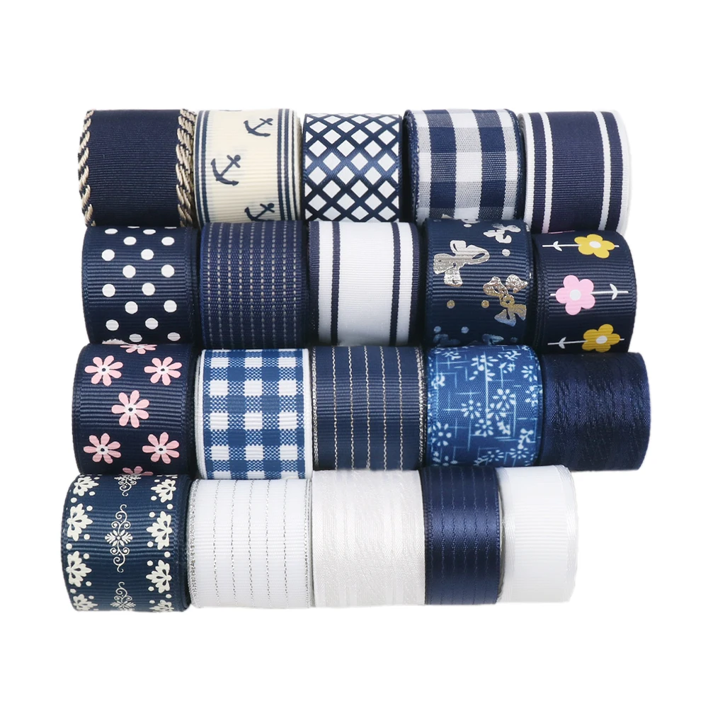 

david angie 20roll/Set Multiple Pattern Printed Grosgrain Ribbon Set Gift Wrapping DIY Sewing Handmade Materials,1Yc6700