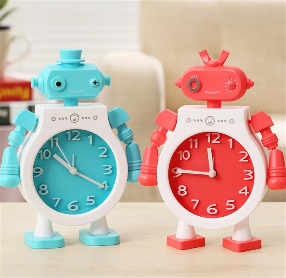 

Creative Couple Robot Alarm Clock Cute Children Bedroom Decor Alarm Clock Quartz Table Waking up Alarm Clocks A2219c