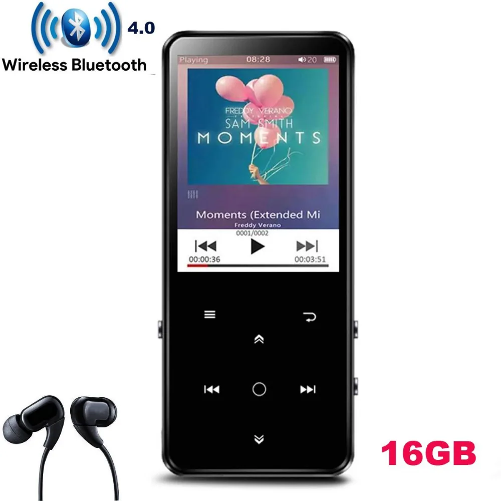 

16GB Bluetooth 4.0 MP4 Player with 2.4 Inch TFT Color Screen,Lossless Sound Metal Music Player with Speaker Backlight Touch Key