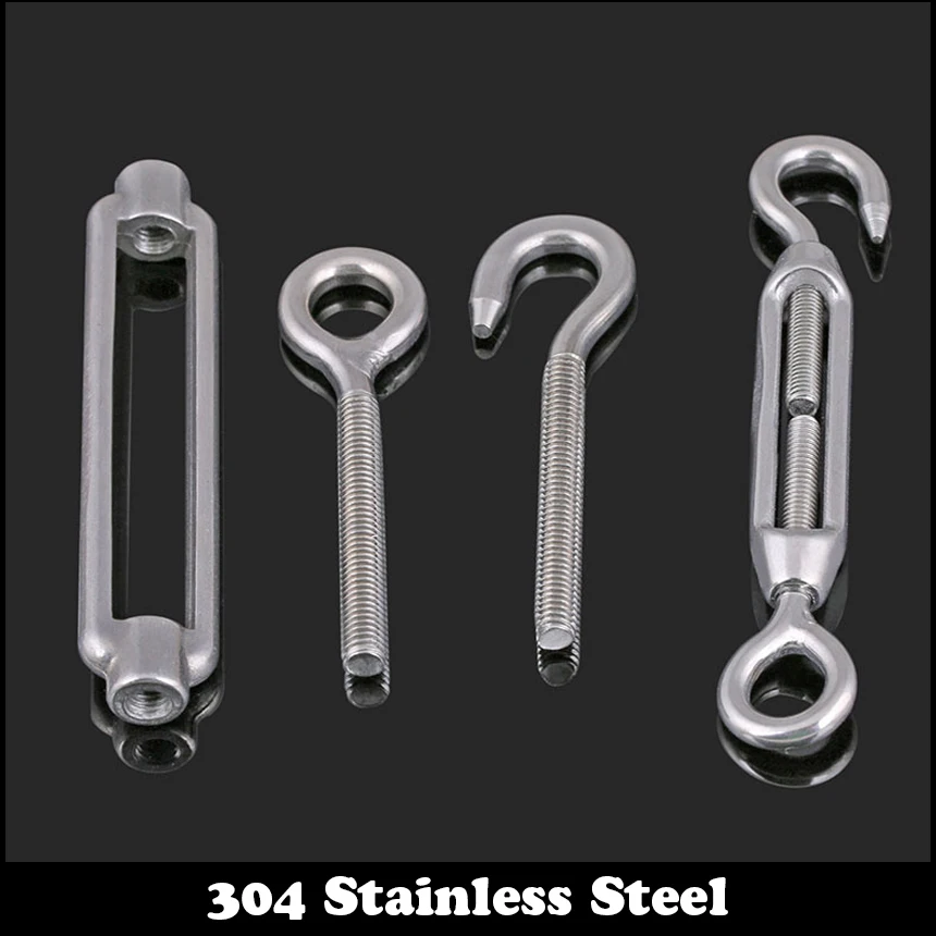 86MM High Quality 304 Stainless Steel Turnbuckle M6 Wire Rope Tensioner Rigging Screw 304 Stainless Steel Turnbuckle