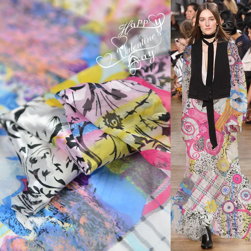 

Patchwork Dress Fabric Natural Silk Material Burn-out Gauze