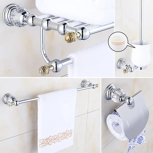 Crystal Chrome Badkamer Accessoires Set Messing Badkamer Hardware ... Crystal Chrome Badkamer Accessoires Set Messing Badkamer Hardware ...